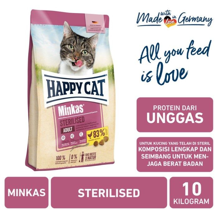 Happy Cat Minkas Sterilised 10 Kg - Cat Food Minkas Steril 10kg Happy Cat