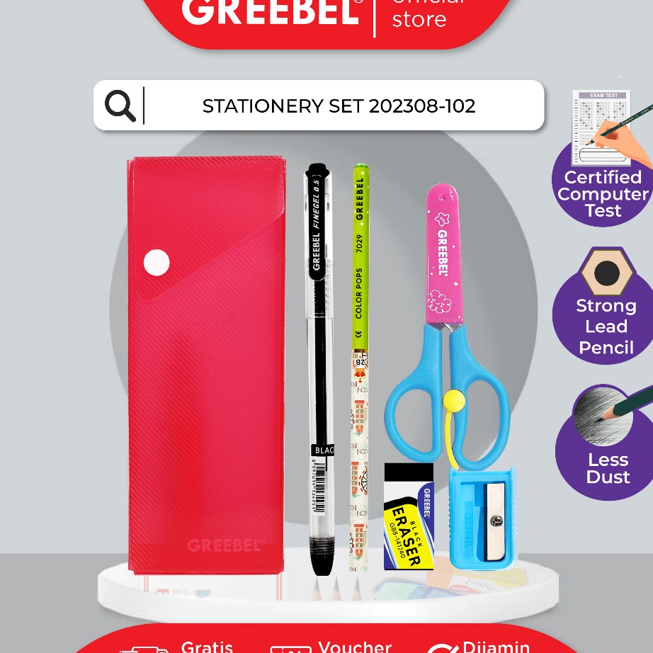 

Best Product GREEBEL STATIONERY SET PENCIL CASE 202308-102/Stationary/Stationery Set alat tulis ATK