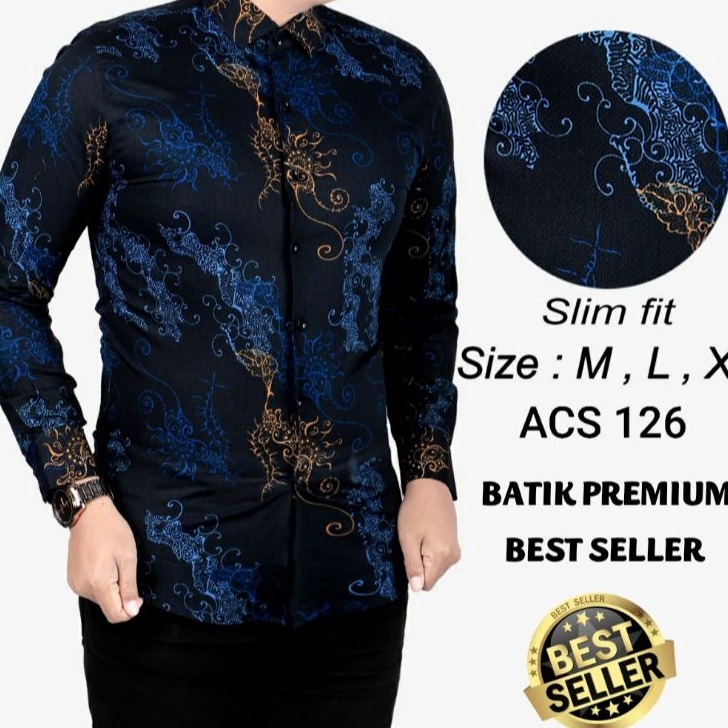 Terkini KEMEJA BATIK PRIA SLIM FIT ELEGAN BAJU BATIK PRIA SLIM FIT MEWAH CBL1041