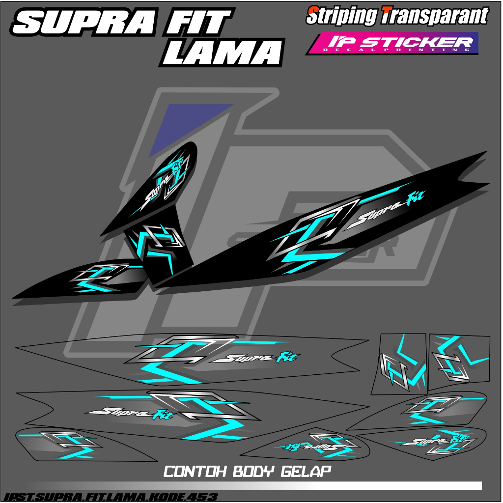 (COD) STRIPING MOTOR HONDA SUPRA FIT LAMA DESAIN RACING HOLOGRAM DAN TRANSPARAN IP.KODE-453