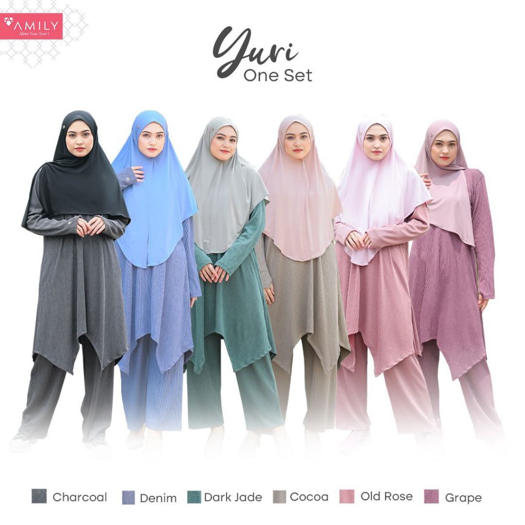 SPORT WEAR MUSLIMAH ANTI NGEPLET AMAN SYARI - YURI ONE SET BY AMILY HIJAB TUNIK SET CELANA PREMIUM B