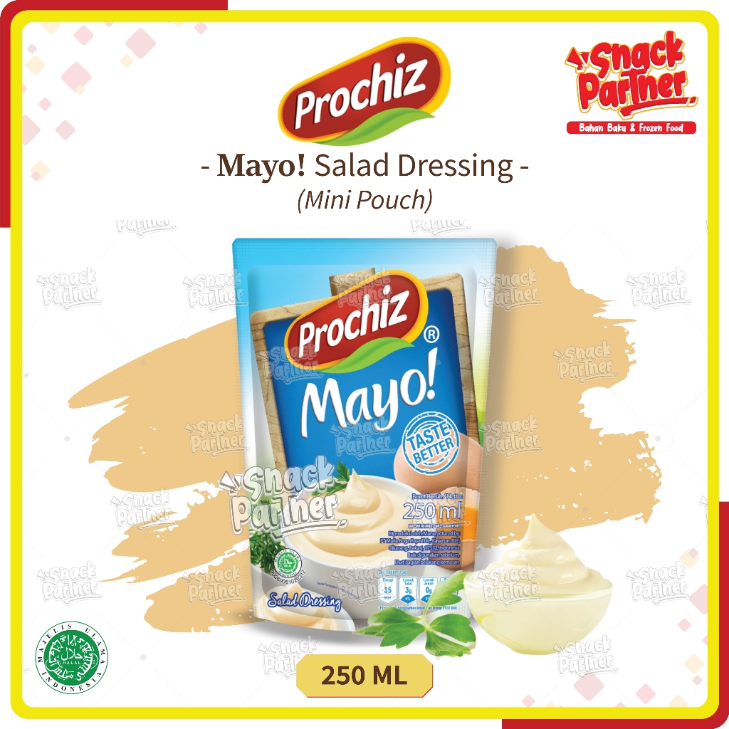 

PROCHIZ Mayonnaise 250 GR Mini Pouch - Saos Saus Mayonaise Mayones - Risoles Risol Telor Telur Mayo Egg Salad