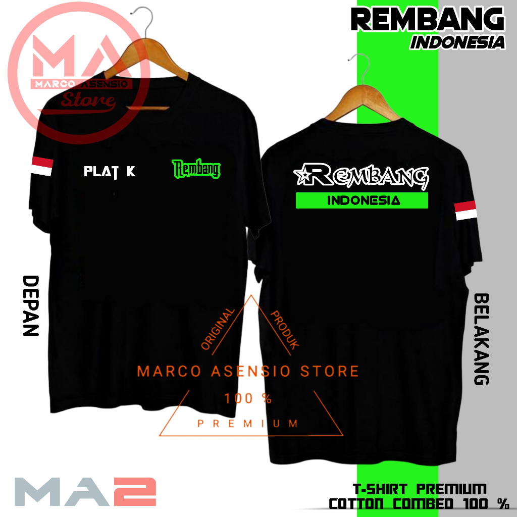 KAOS HITAM FASHION PRIA MAUPUN WANITA DESAIN TULISAN PLAT K REMBANG INDONESIA | MA2 JTG USM