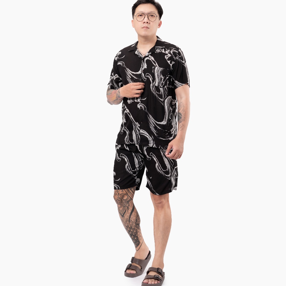 COD✅ TERMURAH✅ Jane Frey Clothing Setelan Piyama Pria | Freypv 8074 Reguler Fit Short Set M-XL Kemej