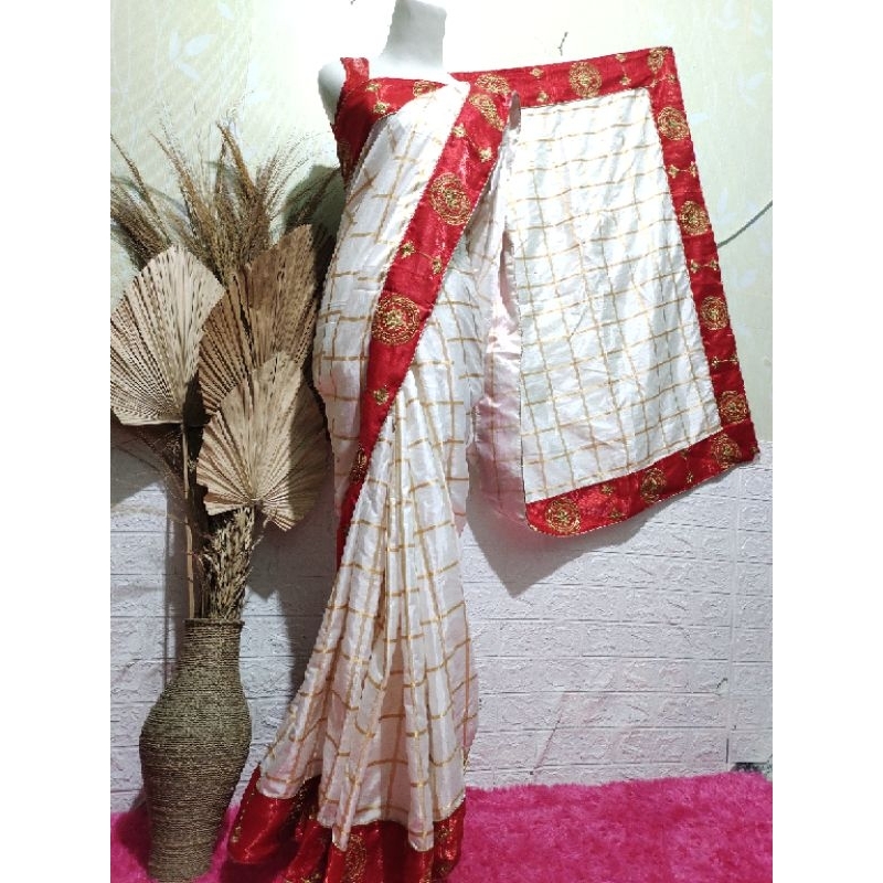 BAJU INDIA/ SAREE LILIT/ PUTIH MEWAH BORDIR