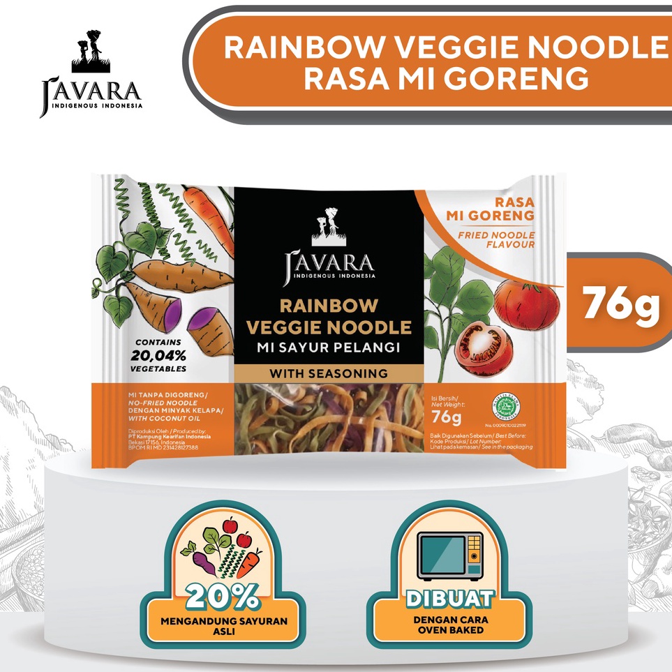 

Javara Rainbow Veggie Noodle - Mie Instan Sayur Pelangi Rasa Mie Goreng 76gr