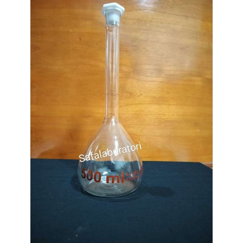 Labu Ukur 500ml / Volumetric Flask 500ml Plastik Stopper Pyrex