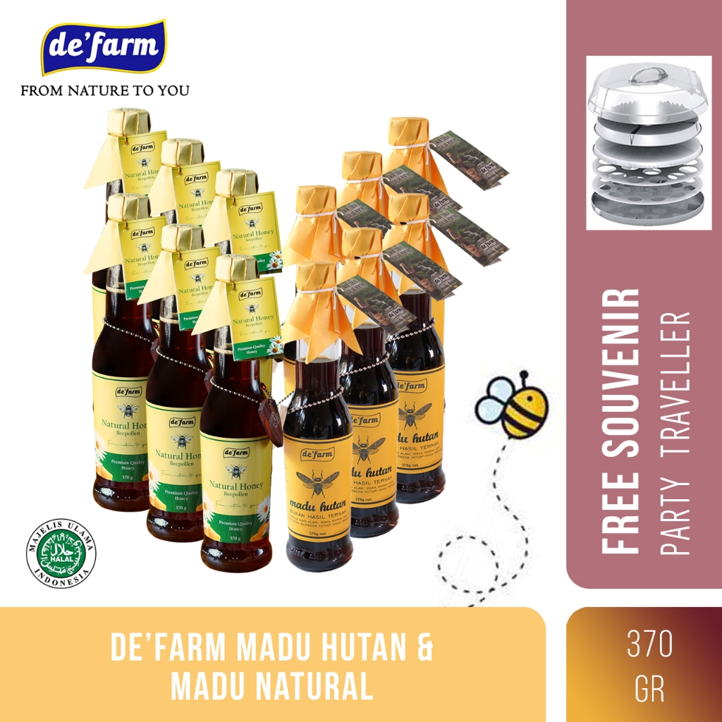 

De'farm madu hutan & De'farm natural honey - Paket 12 pcs mix - Label baru