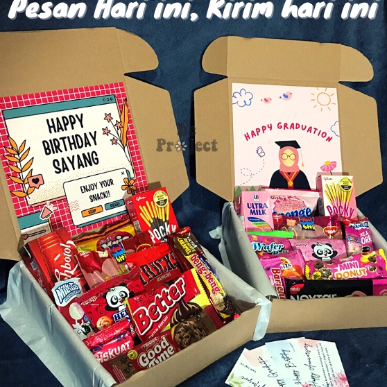 

(GRATIS CETAK FOTO POLAROID) Hampers snack ulang tahun - kado pacar - hadiah ulang tahun - hampers gift - hadiah wisuda - kado wisuda - snack box - gift box - Free Polaroid - hampers snack ulang tahun