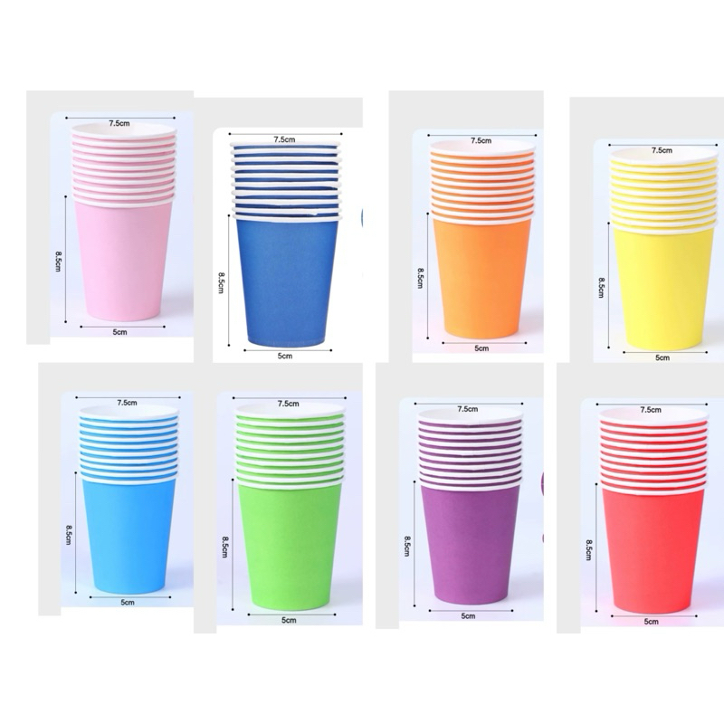 gelas kertas warna polos/pesta/9oz/10pcs/party/250ml/paper cup