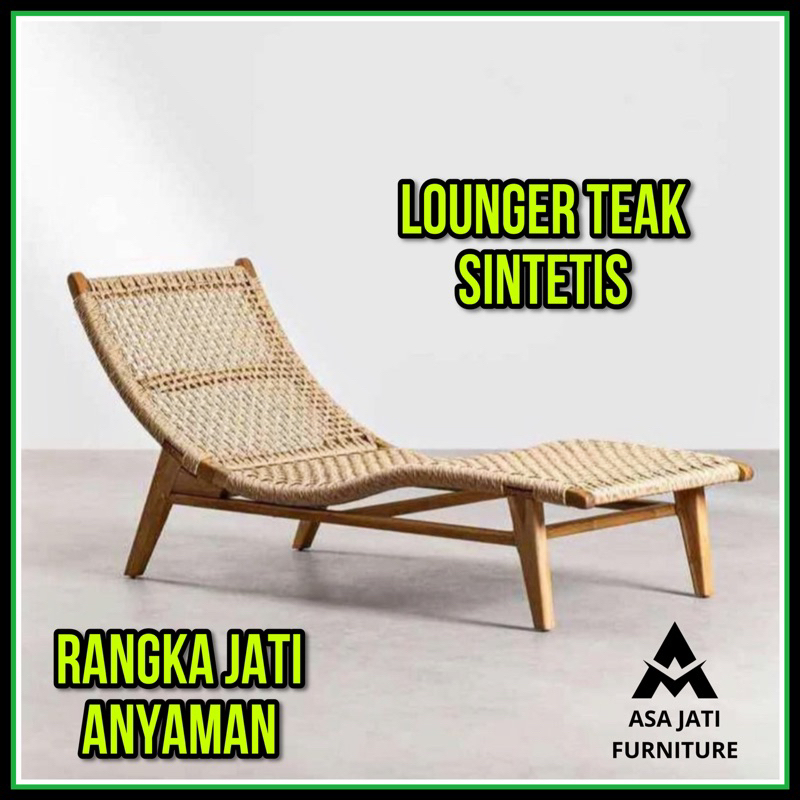 Lounger Teak Sunbed Jati Rotan Sintetis Kursi Kolam Renang Longchair Pool Lounger