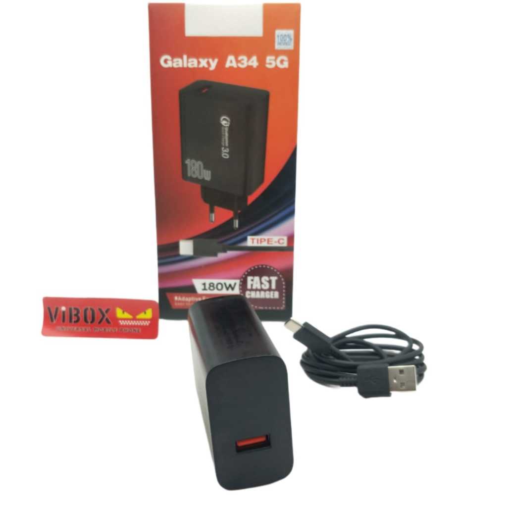 Charger Galaxy A34 5G 180W Ori100% flash charge Support FastCharging kompatible semua hp smartphone 