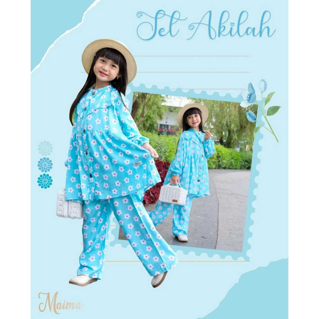 One Set Anak Perempuan Rayon Premium Motif Daisy Usia 2-10 Tahun