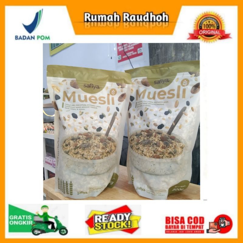 

MUESLI SAFIYA 500 GRAM - SEREAL SARAPAN SEHAT, OATMEAL, UNTUK DIET, DAN VITAMIN IBU HAMIL