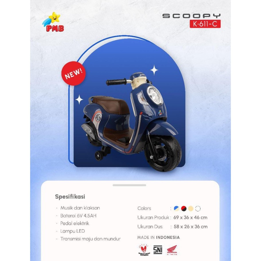 Motor aki anak scoopy PMB K 611-C / mainan motor motoran matic anak murah