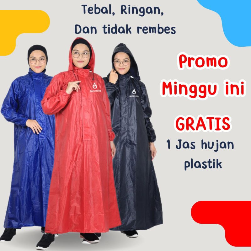 Jas hujan wanita gamis transparan Ponco tebal ringan mantel hujan cewek jumbo model dress baju ujan 