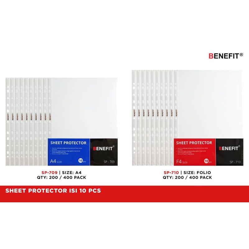 

SHEET PROTECTOR F4 BENEFIT ISI 10 PCS