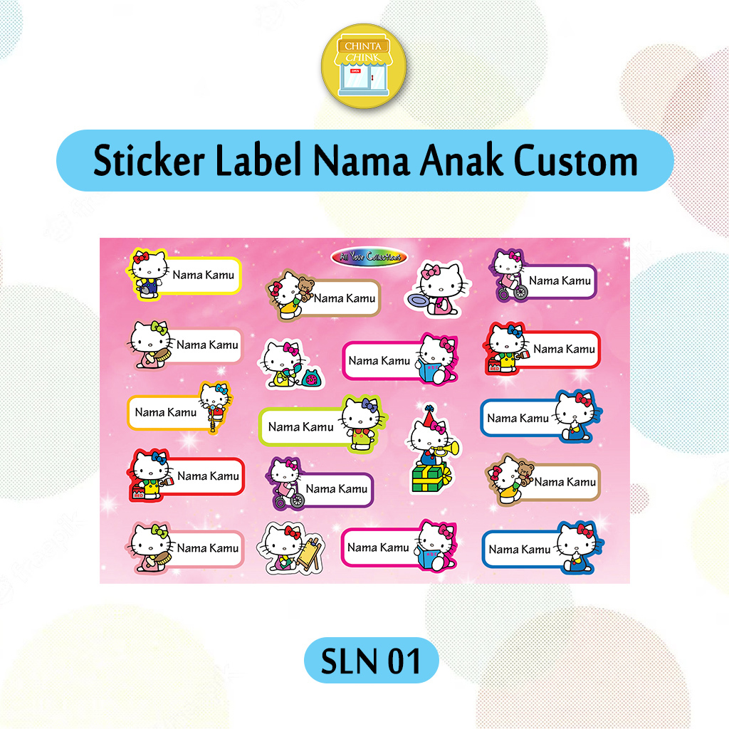 

Sticker Custom Stiker Label Nama Hello Kitty Sanrio Cutting