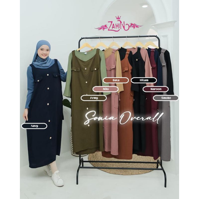 Outer Set Bisa Dilepas Sonia Overall Gamis Zahin Rompi Kekinian Dress Model Cardi Ngehits Terbaru Or