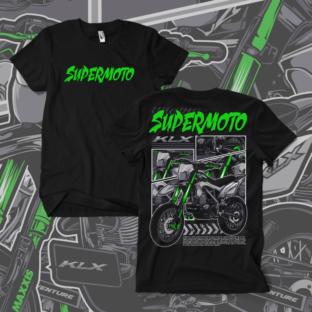 Kaos Motor KLX / Supermoto / Sunmori / Herex / Sablon Satuan Desain Sendiri / Cotton Combed