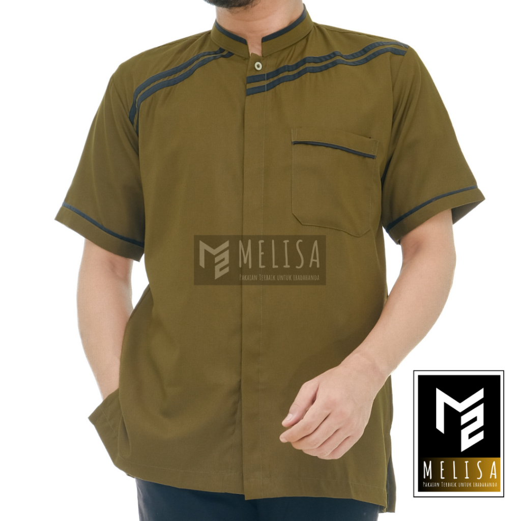 Baju Koko Pria Kemko Lengan Pendek Bahan Katun Toyobo Motip Simpel Dan Elegan Size M L XL Baju Musli
