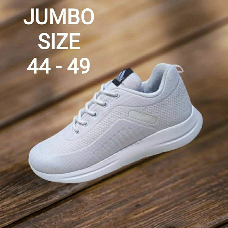 SEPATU JUMBO WANITA DAN PRIA 44 45 46 47 48 49 FULL WHITE SEPATU SNEAKERS PUTIH