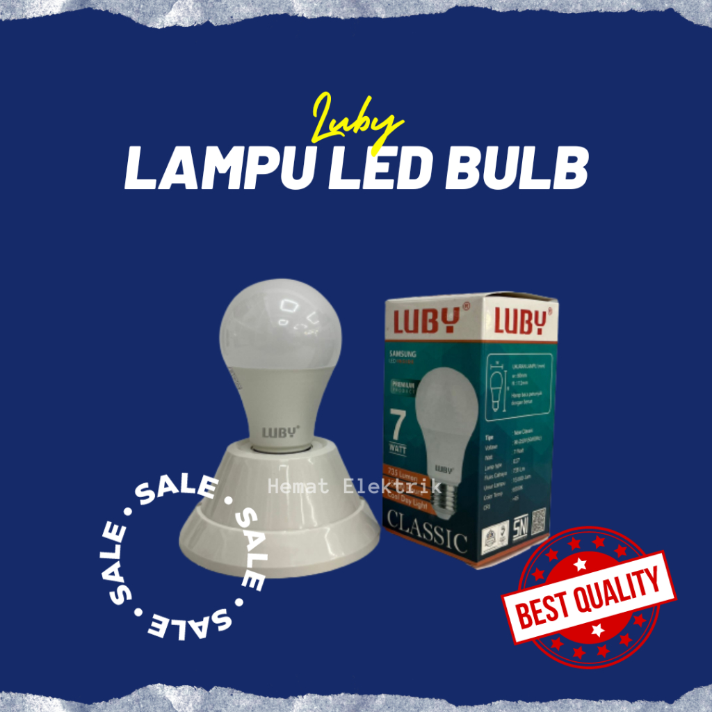 Bohlam Lampu LED Bulb Luby Classic 7 Watt Cahaya Kuning Lampu Kamar Rumah Warna Kuning Terang Tahan 