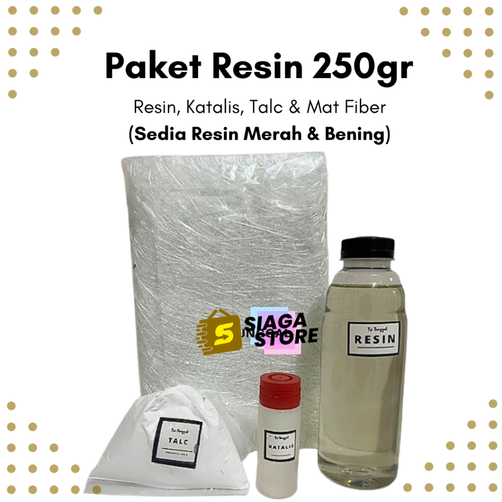 Paket Resin 250gr Bening Merah Komplit Red Recine Katalis