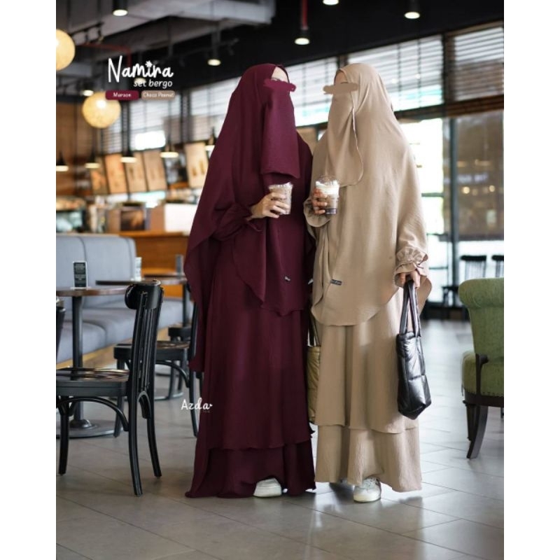 NAMIRA FK & bergo | GAMIS AZDA | GAMIS SET SYARI | GAMIS CRINKLE