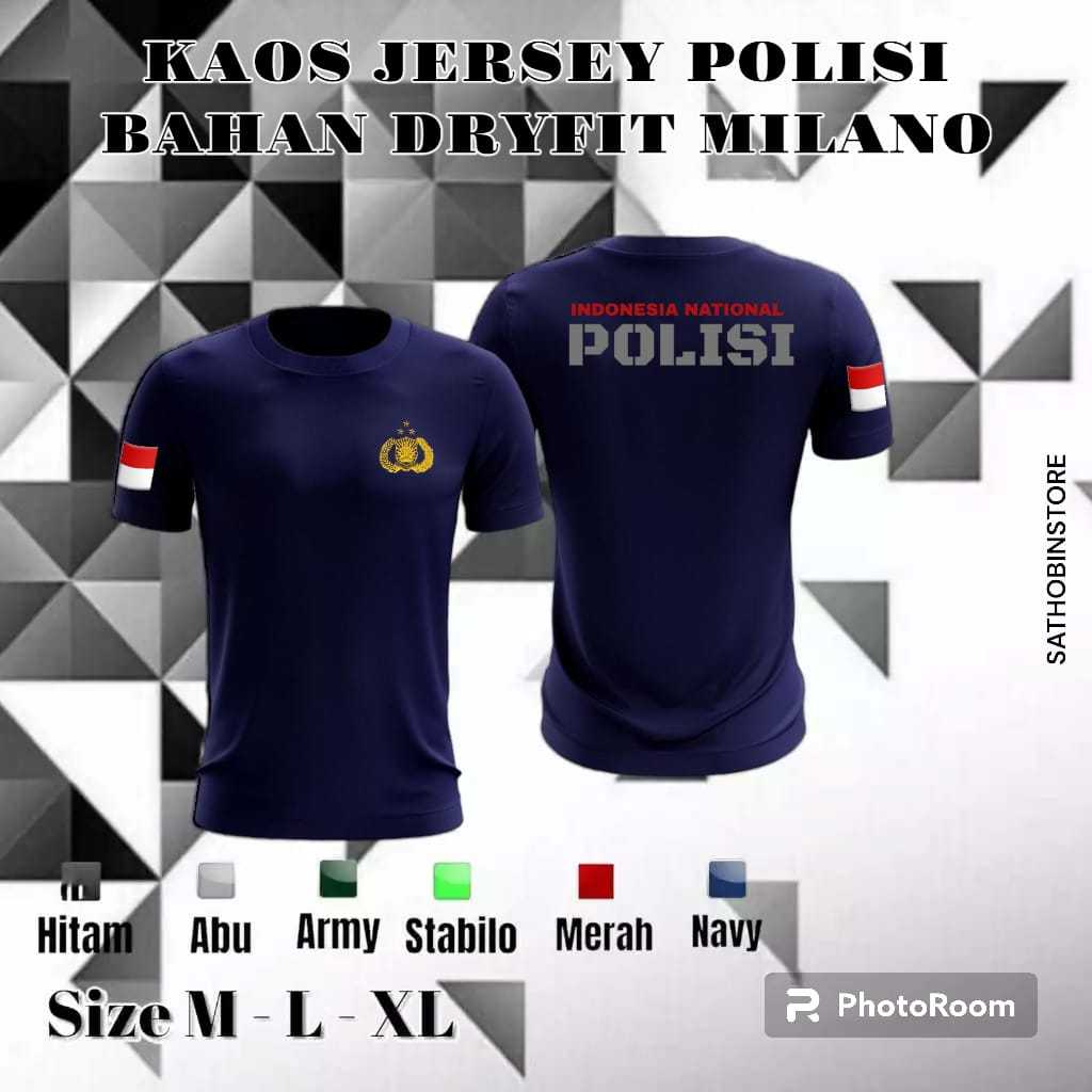 Kaos Jersey POLISI || Kaos POLISI | kaos running POLISI Bahan DRYFIT MILANO