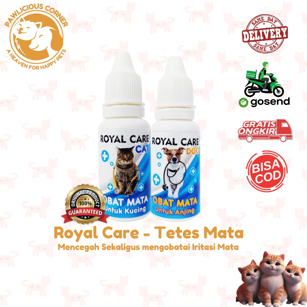Royal Care Obat Tetes Mata Kucing dan anjing Obat Mata Kucing Stop Eyes Belekan Berair Kitten Merah 