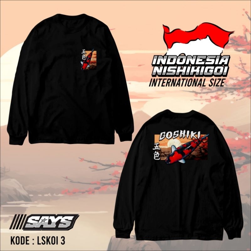 Kaos ikan koi lengan panjang 3 Goshiki