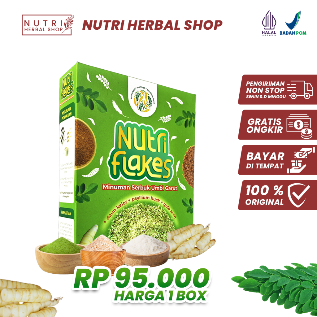 

Nutriflakes Umbi Garut 1 Box Solusi Efektif Asam Lambung dan Maag