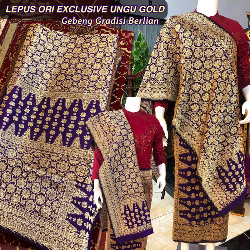 Exclusive Songket Lepus ORI Gebeng Gradiasi Berlian Ungu Gold /Lepus Gebeng warna ORI/songket tenun 
