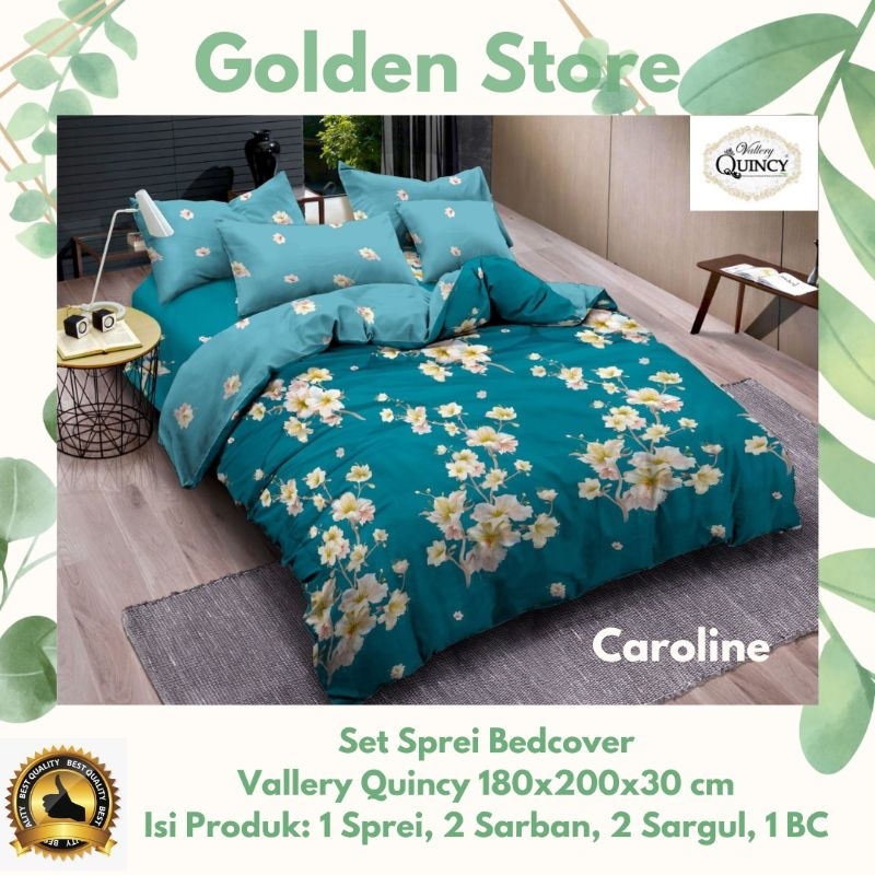 Set Sprei Bedcover Vallery Quincy 180x200x30 Motif Caroline