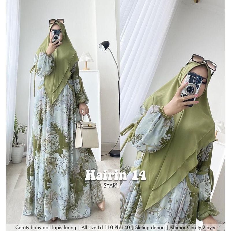 HAIRIN 14 LD110 & LD120 (LABEL SAVNA) | GAMIS SET HIJAB KHIMAR CERUTY 2 LAYER CERUTY BABYDOLL