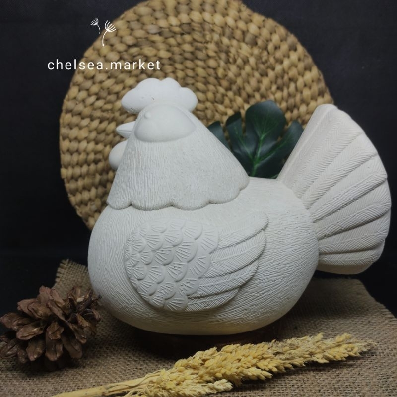 patung lukis gypsum ayam 3D celengan