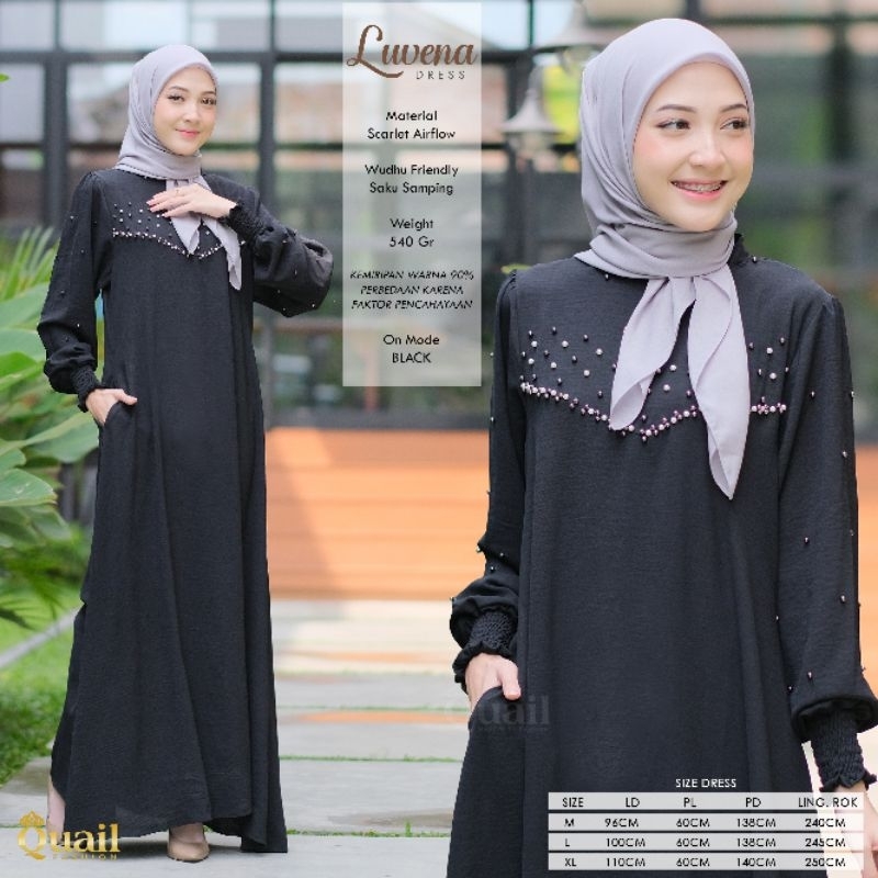 Dress Muslim Wanita Gamis Premium airflow LUVENA Original Quail Hijab