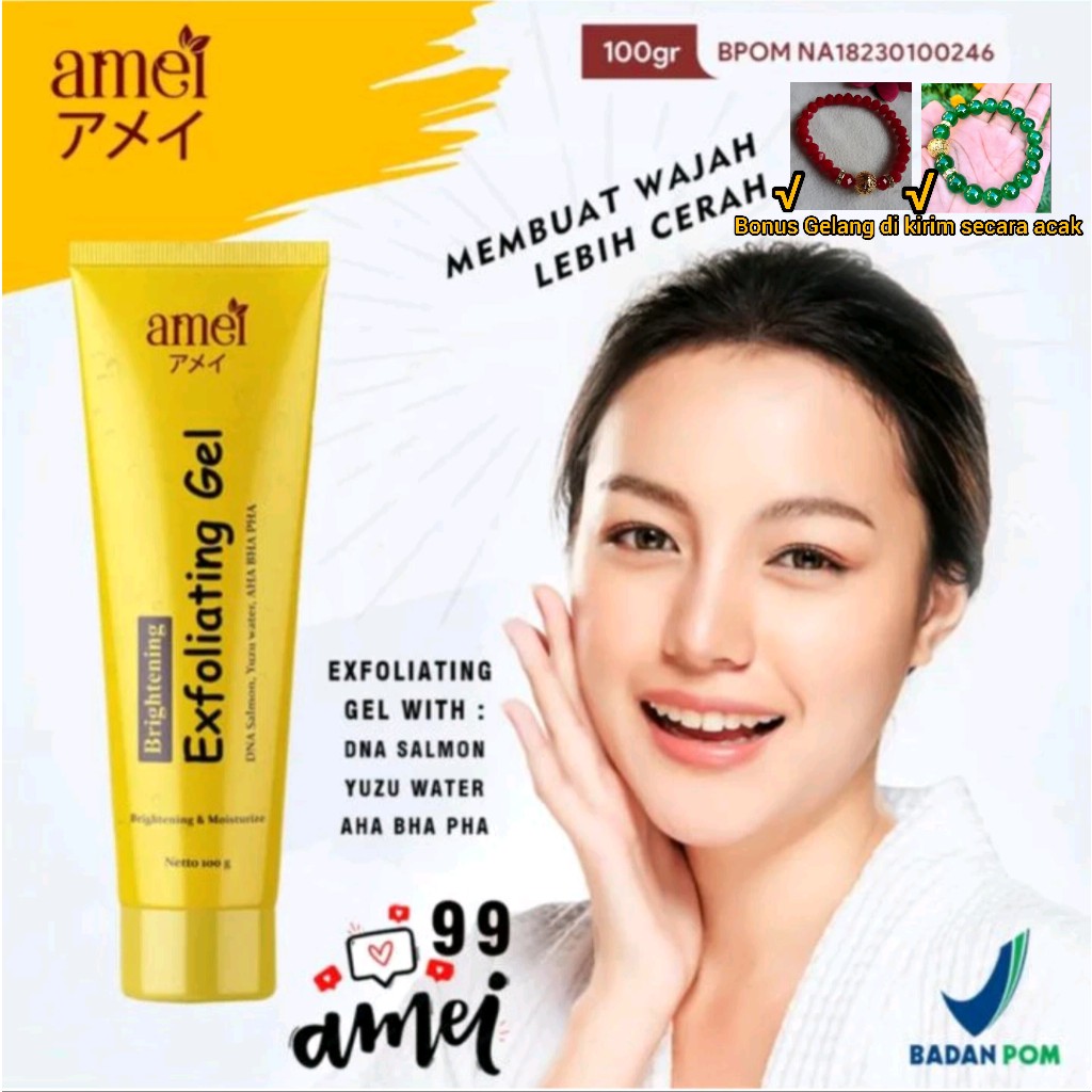 Amei Exfoliating Gel || EXFOLIATING GEL WAJAH || Exfoliating Gel Aha || Perontok Daki || BPOM