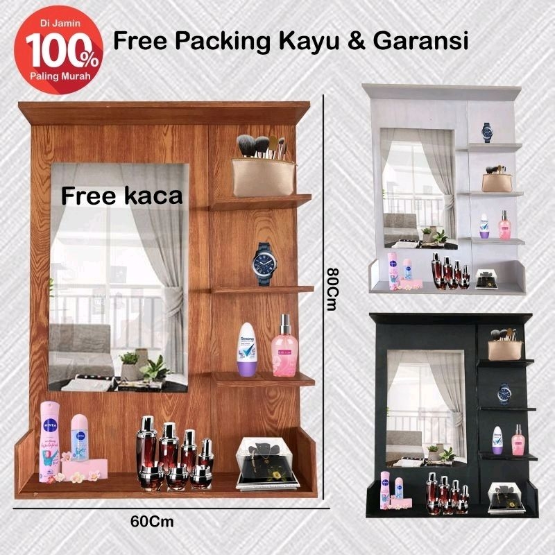 RAK MAKEUP MINIMALIS/GANTUNG / MEJA RIAS GANTUNG / RAK RIAS / MEJA RIAS DINDING / KACA RIAS DINDING 