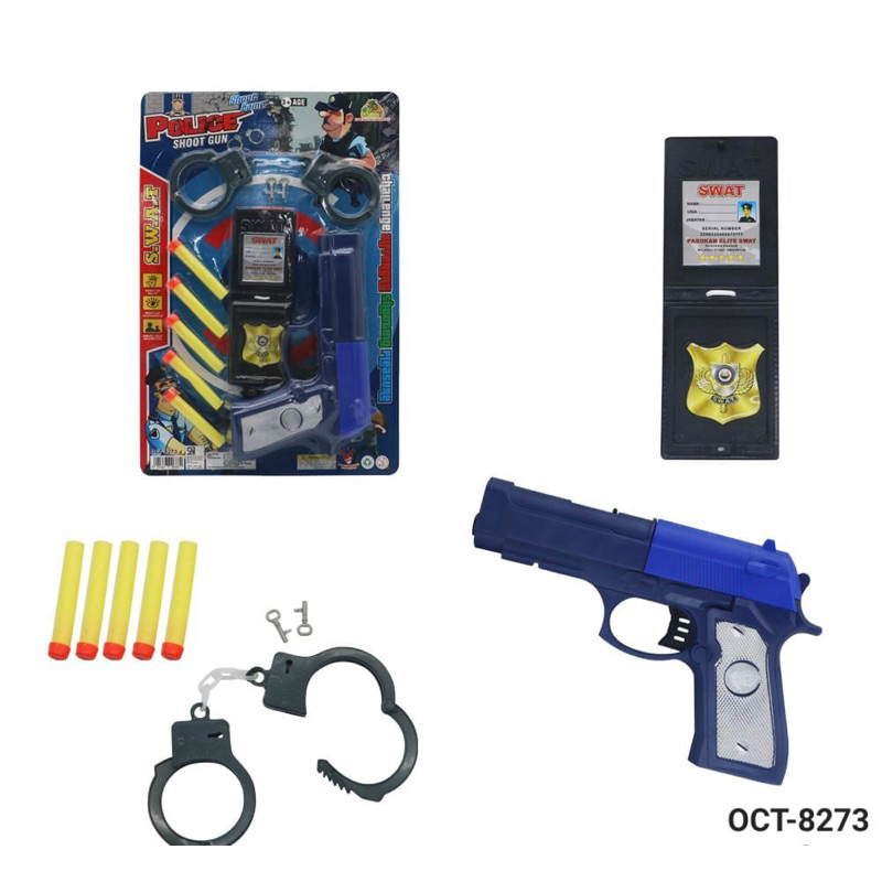 PISTOL POLISI 8273 LENCANA BORGOL PELURU BUSA / POLICE / MAINAN