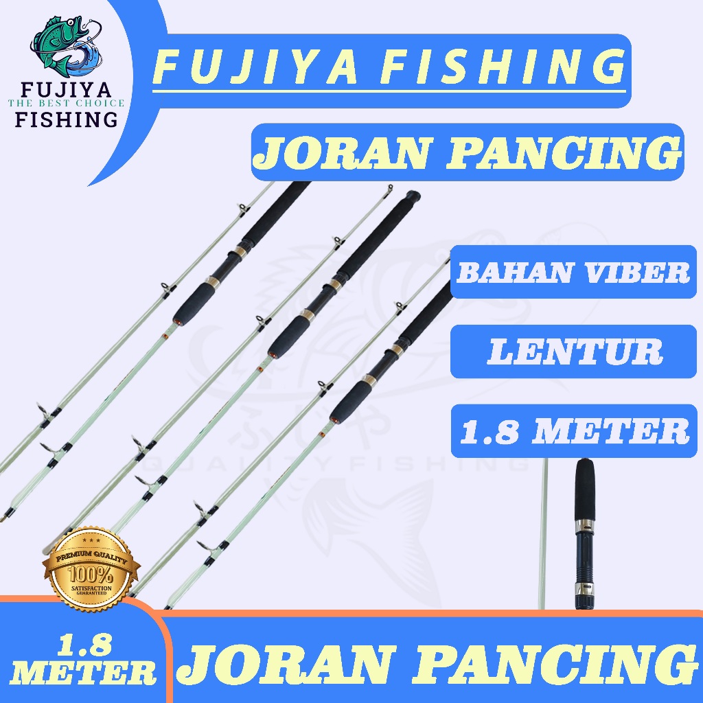 Fujiya Joran Pancing Fiber Transparan Solid Padat Sambung 2 panjang 180CM