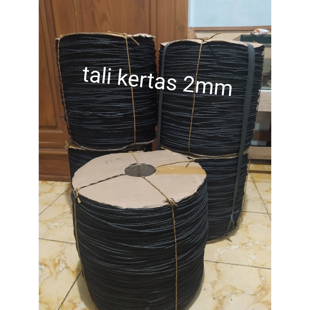 

Tali kertas warna hitam pekat diameter 2mm panjang 250m paperbag