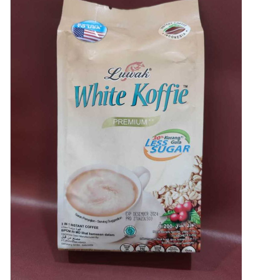 

Luwak White Koffe Less Sugar 200gr (isi 9 pcs) - Kopi Instan Less Sugar