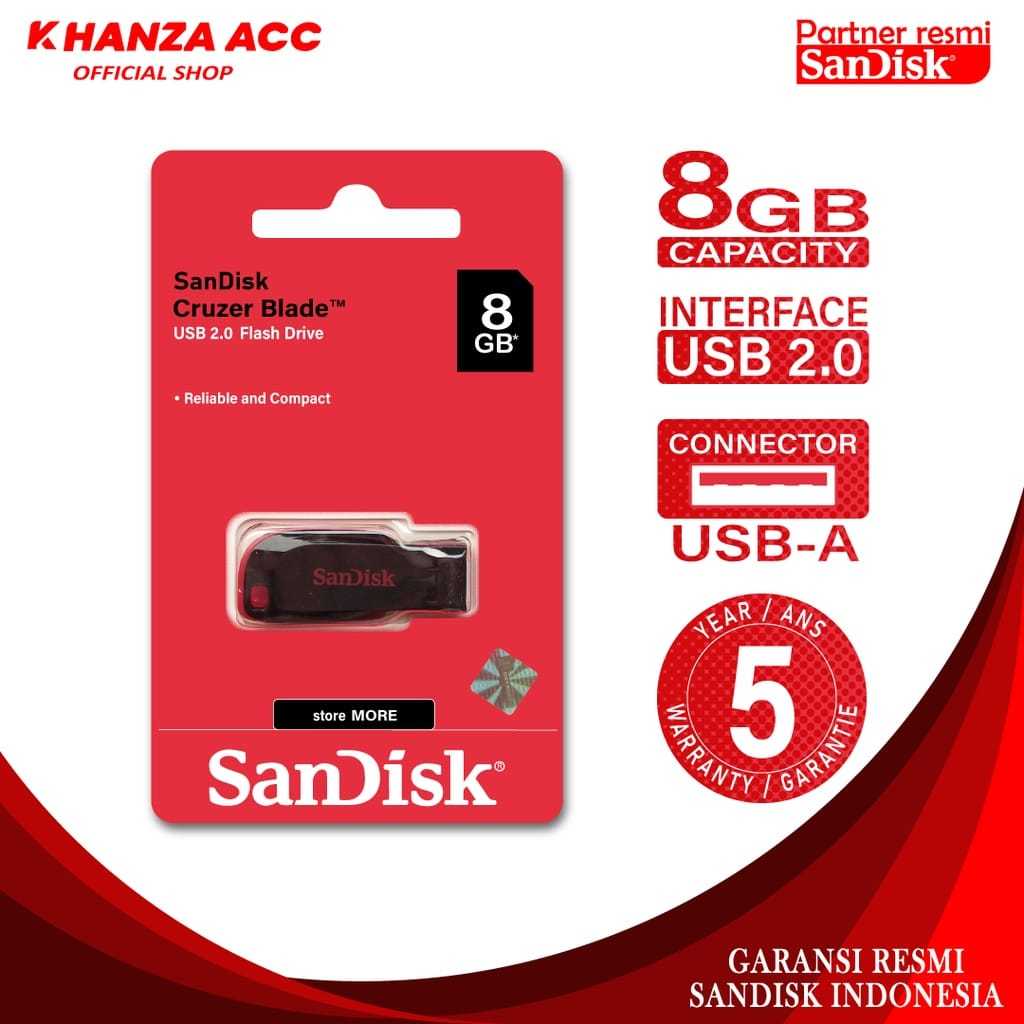 Flashdisk Sandisk 8GB USB Cruzer Blade Sandisk 8GB Cruzer Blade Flash Disk Sandisk 8GB Original