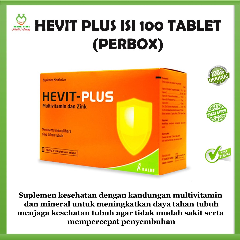 HEVIT PLUS MULTIVITAMIN PLUS ZINC ISI 100 TABLET (PERBOX)