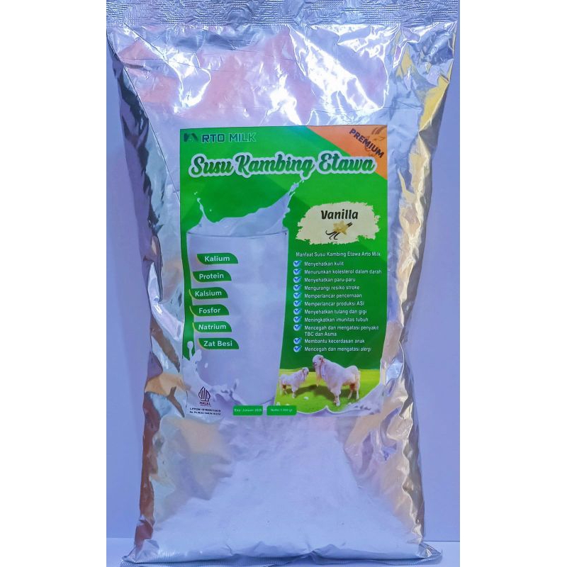 

susu bubuk kambing etawa premium varian rasa vanila 1kg arto milk