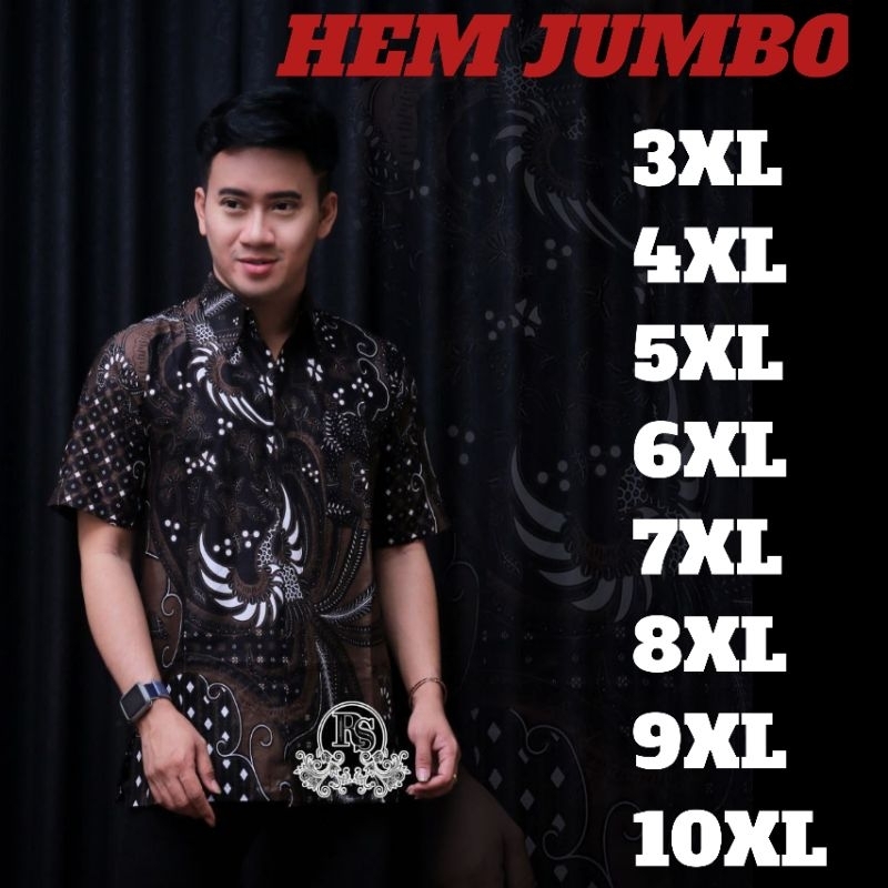 kemeja batik pria jumbo lengan pendek big size