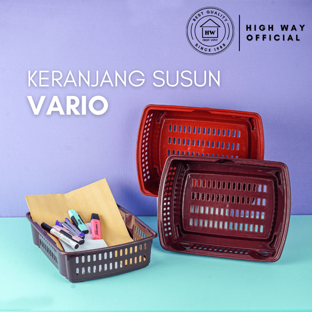HIGH WAY - Keranjang Vario Tempat Penyimpanan Rak Plastik Serbaguna dokumen alat tulis kantor bumbu 