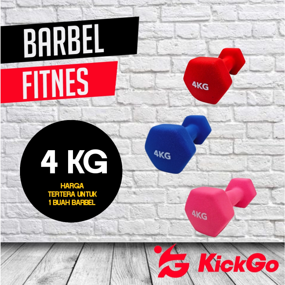 KickGo Dumbbell 4kg Barbel 4 Kg Barbel 4Kg Dumbell 4kg Dumbell 4 kg Dumbbell 4 kg Neoprene Barbel 4K